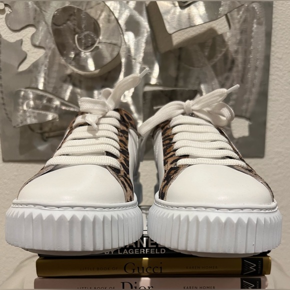 NWOT Voile Blanche Lipari Sneakers- Leather- White w/ Leopard Print - Picture 7 of 16